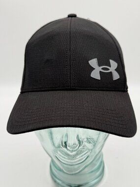 Under Armour  Hat Cap Size L / XL Black Fitted Gray Logo Polyester Golf Sports